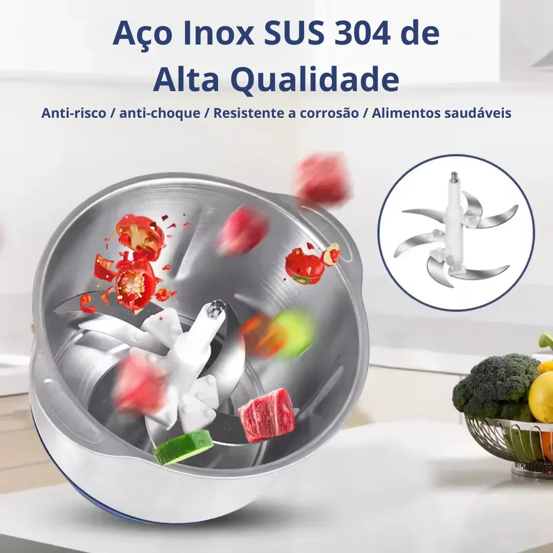 Moedor Elétrico Multiuso TurboChef Inox 5 em 1 + BRINDE: Dispenser Giratório Automático 5.1