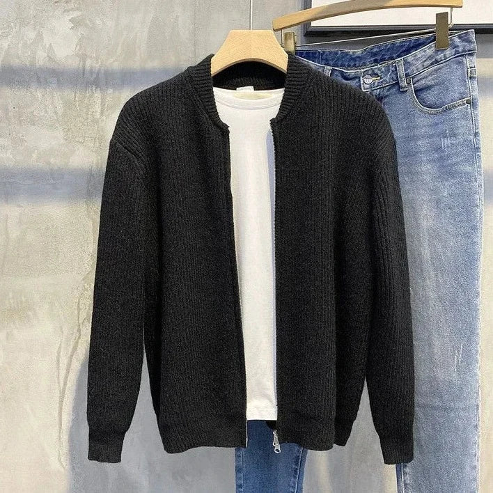 Cardigã Masculino Fechamento em Zíper - Estilo Casual