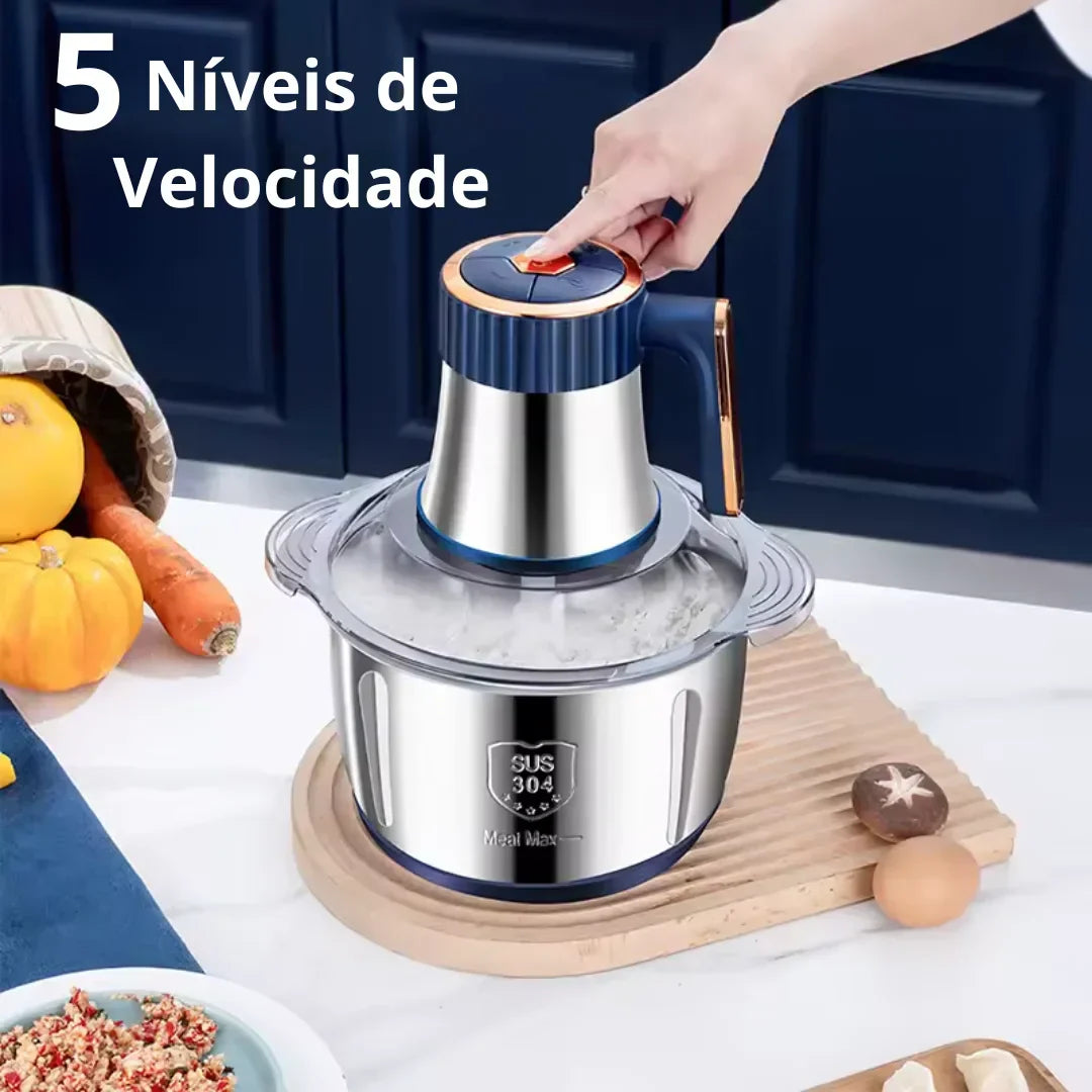 Moedor Elétrico Multiuso TurboChef Inox 5 em 1 + BRINDE: Dispenser Giratório Automático 5.1