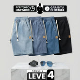 [Leve 4, Pague Só 2!] Bermuda Jeans Knox Masculina em Sarja de Algodão e Poliéster + BRINDES ( PREÇO DE ATACADO)