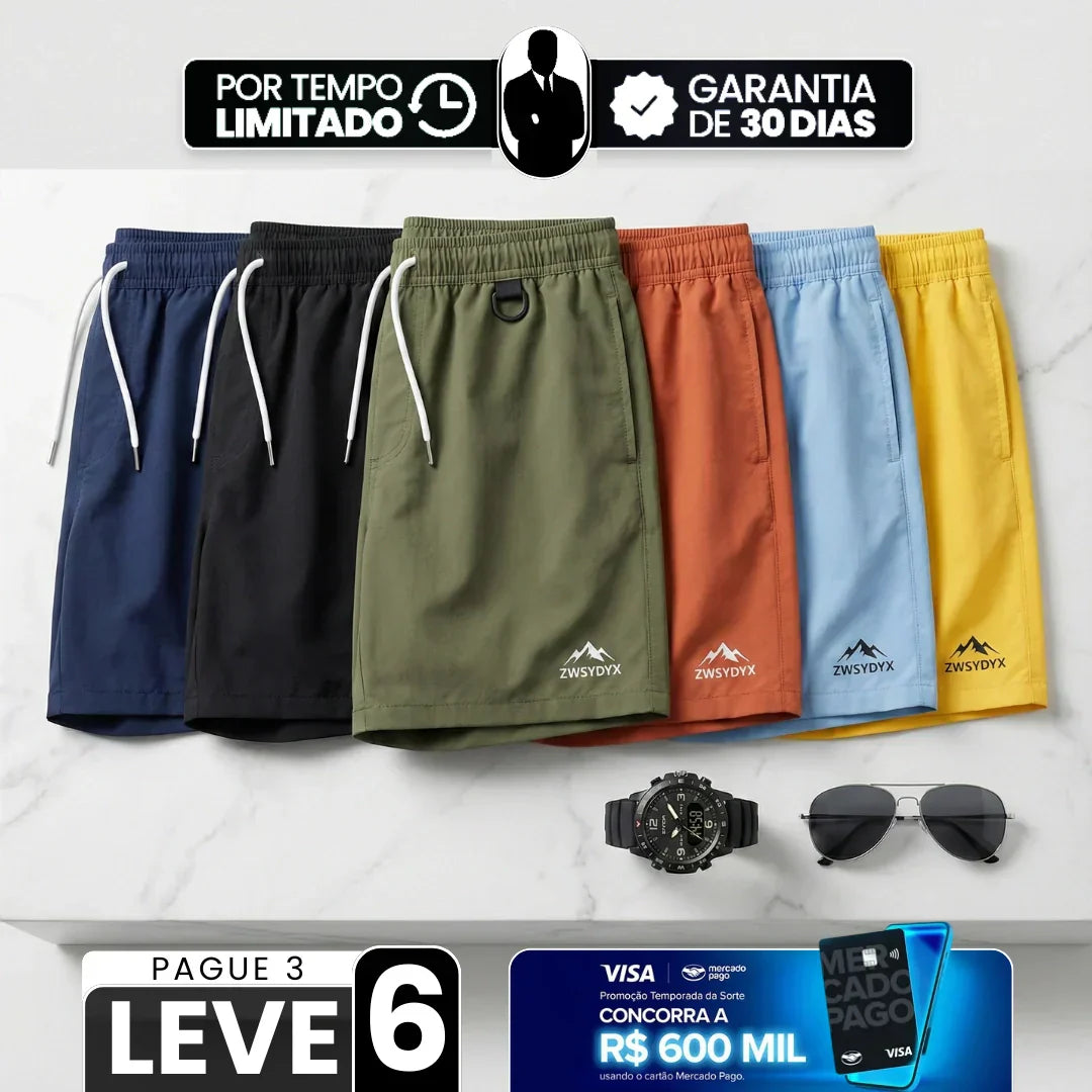[Leve 6, Pague Só 3!] Bermuda Masculina Bravox em Nylon Leve e Poliéster de Secagem Rápida com Anel D-Ring + BRINDES