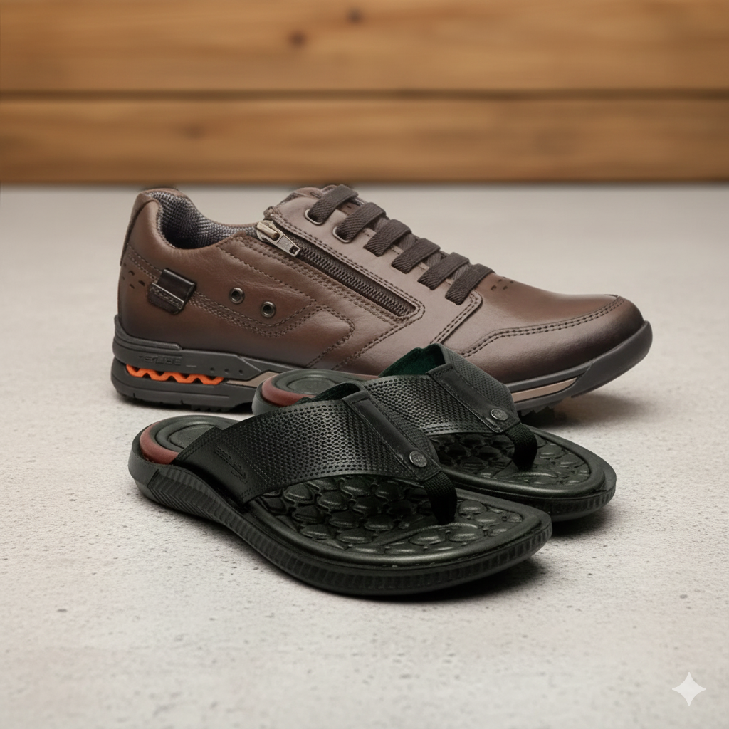 Kit Pegada Sapatênis Ortopédico + Chinelo Massageador [Envio Nacional]