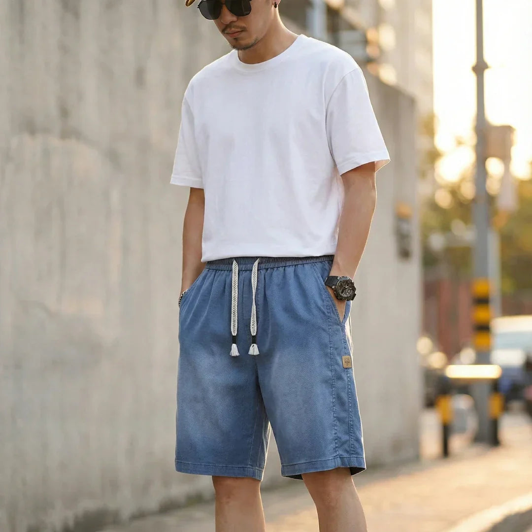 [Leve 4, Pague Só 2!] Bermuda Jeans Knox Masculina em Sarja de Algodão e Poliéster + BRINDES ( PREÇO DE ATACADO)